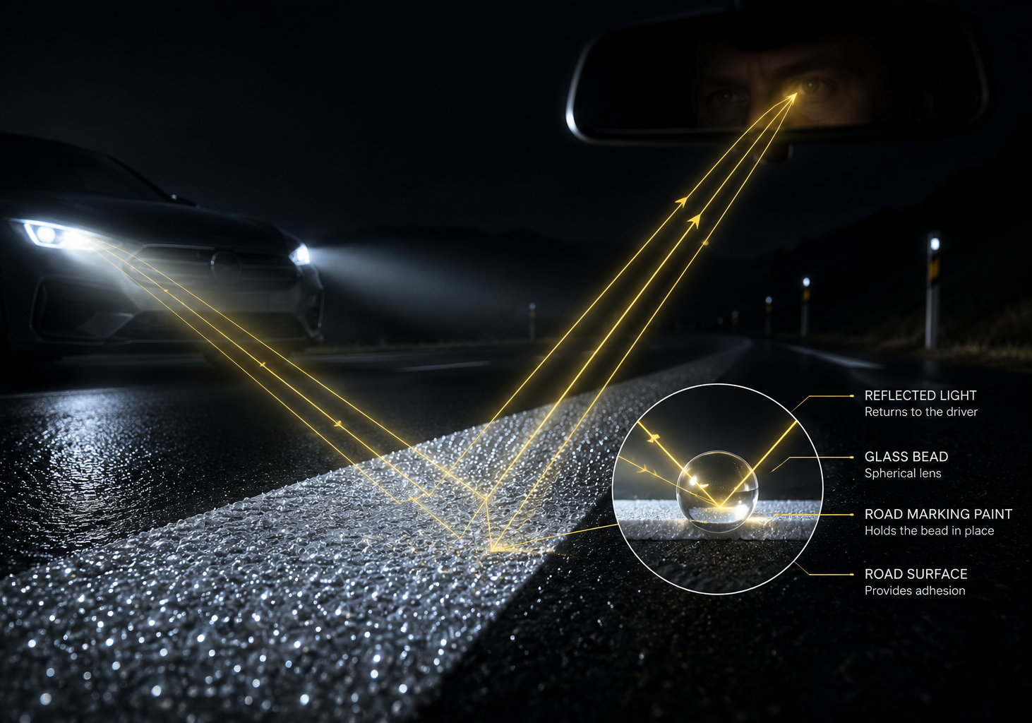 Retroreflectivity in Road Marking: Science of Night Safety